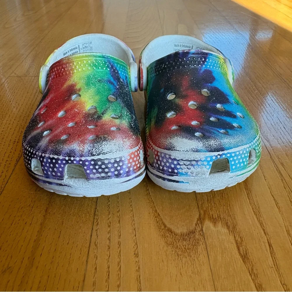Crocs Classic Tie Dye Clogs Shoes Rainbow Slip On 205451 Kids Girls Gn 7 Toddler